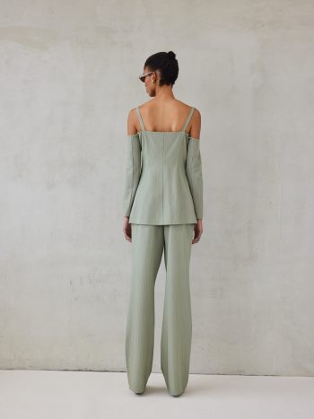 Simone Suit – Olive Striped - Image 5