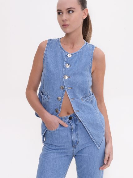 Dorothy Denim Vest – Mid Blue