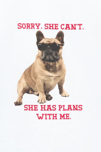 Brown Pug T-shirt – White - Image 2